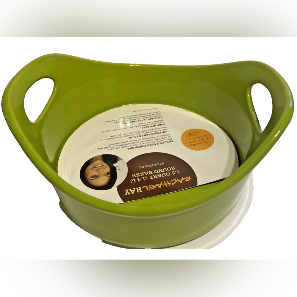 RACHAEL RAY 1.5 Round Open Baker Stoneware - Lime Green NEW